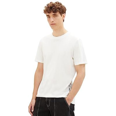 TOM TAILOR Denim herr basic t-shirt med logotyptryck, 12906-ull vit, XXL TOM TAILOR Denim herr basic t-shirt med logotyptryck, 12906-ull vit, XXL