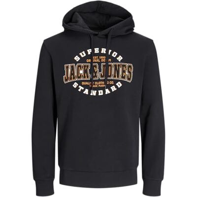 JACK & JONES Huvtröja för män, svart, XS JACK & JONES Huvtröja för män, svart, XS