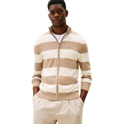 Tommy Hilfiger Herr Block Stripe Bomull Zip Through MW0MW41483 Zip Through tröja, Vit, XXL, Vit (kustbrun/elfenbensblomblad), XXL Tommy Hilfiger Herr Block Stripe Bomull Zip Through MW0MW41483 Zip Through tröja, Vit, XXL, Vit (kustbrun/elfenbensblomblad), XXL