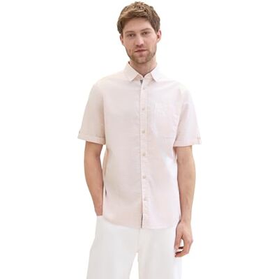 TOM TAILOR herrskjorta, 36363 – Korall ros oregelbunden struktur, XXL TOM TAILOR herrskjorta, 36363 – Korall ros oregelbunden struktur, XXL