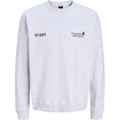 JACK & JONES Jcoscope Graphic Sweat Crew Neck, Vit melange, XXL JACK & JONES Jcoscope Graphic Sweat Crew Neck, Vit melange, XXL