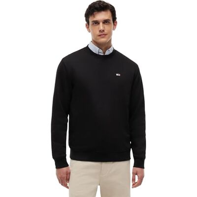Tommy Jeans herr TJM REG S FLAG FLEECE CREW DM0DM20741BDS004 pullover sweatshirt, svart (svart), L, svart (svart), L Tommy Jeans herr TJM REG S FLAG FLEECE CREW DM0DM20741BDS004 pullover sweatshirt, svart (svart), L, svart (svart), L