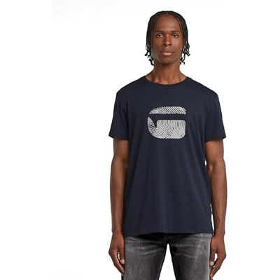 G-STAR Herr Finger Print Burger R T T-shirt, Blå (Salute D26041-c506-c742), XL G-STAR Herr Finger Print Burger R T T-shirt, Blå (Salute D26041-c506-c742), XL