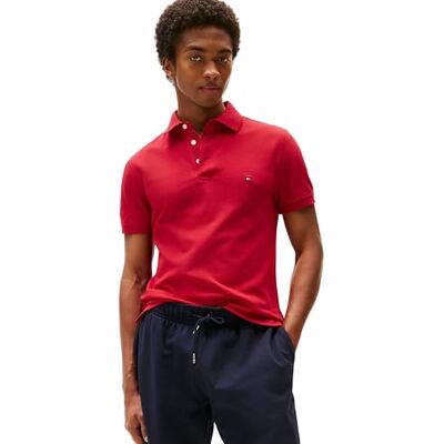 Tommy Hilfiger S/S Polos herr, Röd (Medium Red), L Tommy Hilfiger S/S Polos herr, Röd (Medium Red), L