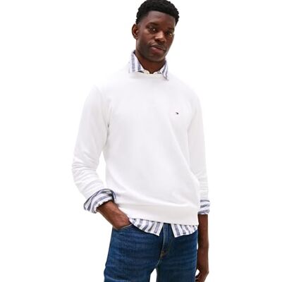 Tommy Hilfiger herr Essential Terry Crewneck Mw0mw37237 tröja tröja, vit (vit), XS Tommy Hilfiger herr Essential Terry Crewneck Mw0mw37237 tröja tröja, vit (vit), XS
