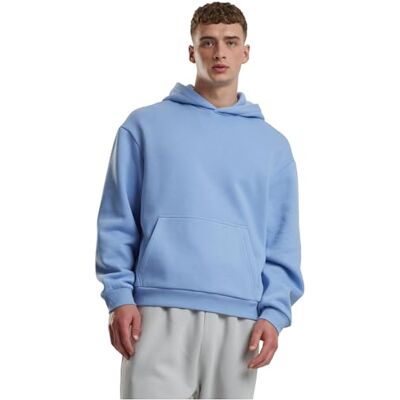 Urban Classics Huvtröja för män, fluffig huvtröja, avslappnad huvtröja för män, oversize passform, storlekar S–5XL, Powderblue, XXL Urban Classics Huvtröja för män, fluffig huvtröja, avslappnad huvtröja för män, oversize passform, storlekar S–5XL, Powderblue, XXL