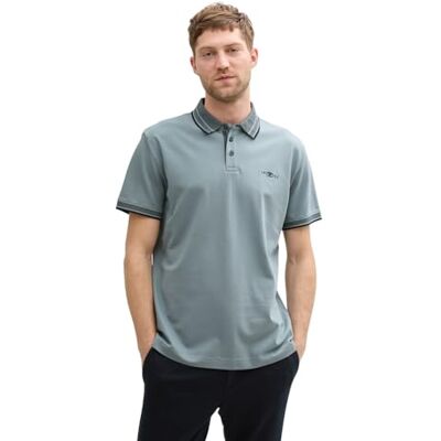 TOM TAILOR pikétröja för män, 27475 Grå mint, L TOM TAILOR pikétröja för män, 27475 Grå mint, L