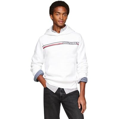 Tommy Hilfiger herr bröstrandig huvtröja, Vitt, XS Tommy Hilfiger herr bröstrandig huvtröja, Vitt, XS