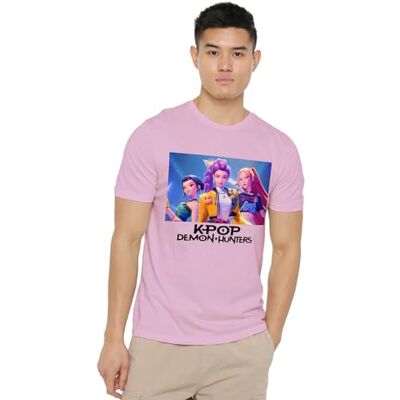 KPop Demon Hunters unisex K-pop Demon Hunters – heroisk Huntrix Huntr/X unisex t-shirt, vit t-shirt, Ljusrosa, 3XL KPop Demon Hunters unisex K-pop Demon Hunters – heroisk Huntrix Huntr/X unisex t-shirt, vit t-shirt, Ljusrosa, 3XL
