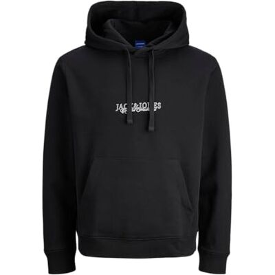 JACK & JONES Jorbleecker Minimal Sweat Hood, svart, S JACK & JONES Jorbleecker Minimal Sweat Hood, svart, S
