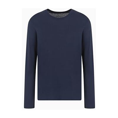 Giorgio Armani Basic långärmad tröja med rund hals för män, Marinblått Xsp, M Giorgio Armani Basic långärmad tröja med rund hals för män, Marinblått Xsp, M