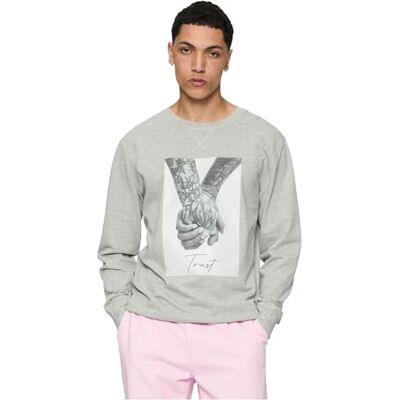 Tee herr sweatshirt Trust 2.0 crewneck grå M, GRÅ, M Tee herr sweatshirt Trust 2.0 crewneck grå M, GRÅ, M