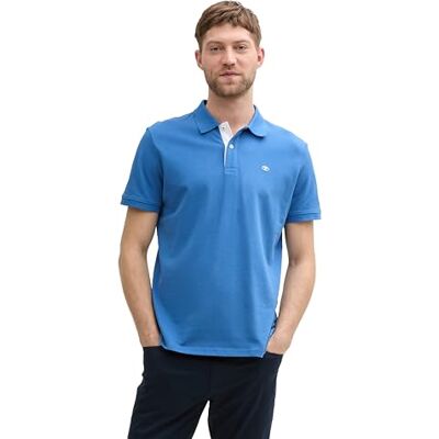 TOM TAILOR 1031006 Basic Piqué pikétröja för män, 11356 Safir Blue, XXL TOM TAILOR 1031006 Basic Piqué pikétröja för män, 11356 Safir Blue, XXL