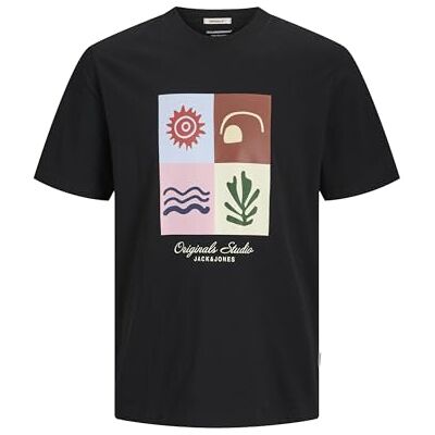 JACK & JONES Jorcanggu Front varumärke Tee Ss Cn, svart, S JACK & JONES Jorcanggu Front varumärke Tee Ss Cn, svart, S