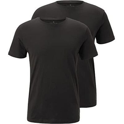 TOM TAILOR herr Basic T-shirt i dubbelpack 1008638, 29999 Black, XXL TOM TAILOR herr Basic T-shirt i dubbelpack 1008638, 29999 Black, XXL