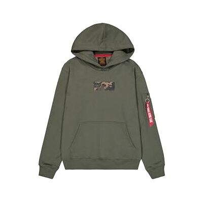 Alpha Industries Camo Panel Huvtröja för män, Mörk oliv, L Alpha Industries Camo Panel Huvtröja för män, Mörk oliv, L