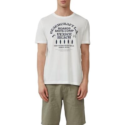 s.Oliver Bomulls-t-shirt med rund hals och konstverk vit, XL, Vit, XL s.Oliver Bomulls-t-shirt med rund hals och konstverk vit, XL, Vit, XL