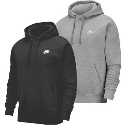 NIKE Club Po Ft Tröja med huva for män, Black/Black/White, XL NIKE Club Po Ft Tröja med huva for män, Black/Black/White, XL