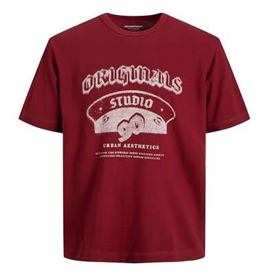 JACK & JONES Jormeadows Graphic Tee Ss Crew Neck, Tibetansk röd, XS JACK & JONES Jormeadows Graphic Tee Ss Crew Neck, Tibetansk röd, XS