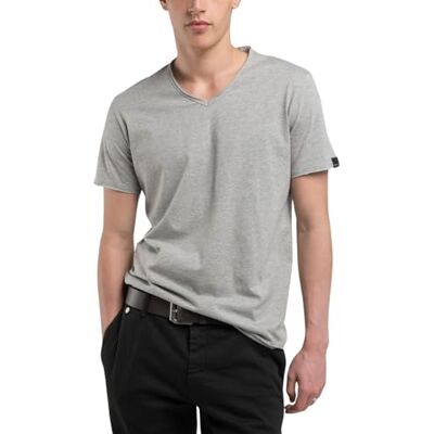 Replay Basic T-shirt för män, M08 ljusgrå melerad, 3XL Replay Basic T-shirt för män, M08 ljusgrå melerad, 3XL