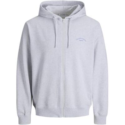 JACK & JONES Jjcollegelogotyp sweat zip hood, Vit melange, M JACK & JONES Jjcollegelogotyp sweat zip hood, Vit melange, M