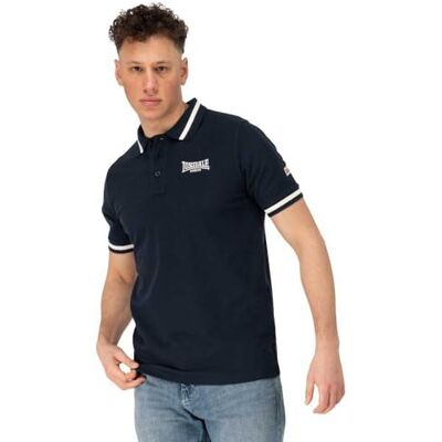 Lonsdale London Causton pikétröja för män svart basics, vardagskläder, streetwear, Mörk marinblå/ecru, XL Lonsdale London Causton pikétröja för män svart basics, vardagskläder, streetwear, Mörk marinblå/ecru, XL