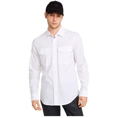 G-STAR RAW G-Star Marine Slim Long Sleeve T-shirt för män (1-pack), Vit D24963-d701-110), L G-STAR RAW G-Star Marine Slim Long Sleeve T-shirt för män (1-pack), Vit D24963-d701-110), L