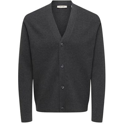 Only & Sons Onsting Life Reg Ls cardigan stickad Noos, Mörkgrå melange, XL Only & Sons Onsting Life Reg Ls cardigan stickad Noos, Mörkgrå melange, XL