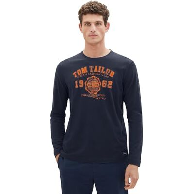 TOM TAILOR Långärmad T-shirt för män, 10302 – Mörkblå, XXL TOM TAILOR Långärmad T-shirt för män, 10302 – Mörkblå, XXL