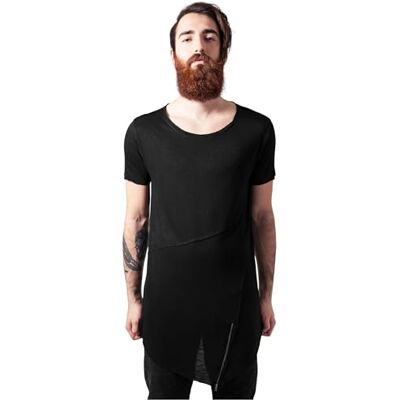 Urban Classics Herr Long Open Edge Front Zip Tee XS Svart, svart, XS Urban Classics Herr Long Open Edge Front Zip Tee XS Svart, svart, XS