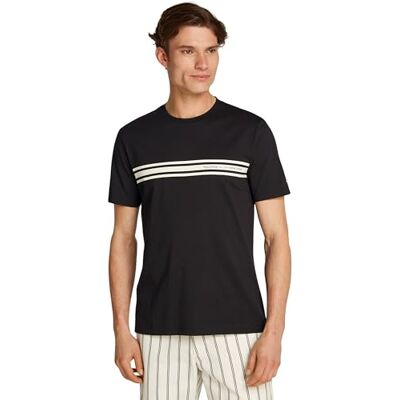 Tommy Hilfiger herr centrala bröstband T-tröja MW0MW37443 S/S t-shirt, svart, S, svart (svart), S Tommy Hilfiger herr centrala bröstband T-tröja MW0MW37443 S/S t-shirt, svart, S, svart (svart), S