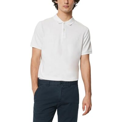Marc O'Polo Kortärmad pikétröja för män med stretchandel formad passform, 100, XXL Marc O'Polo Kortärmad pikétröja för män med stretchandel formad passform, 100, XXL