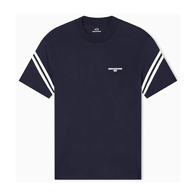 Giorgio Armani herr randig ärm sidologotyp rund krage t-shirt blå XXL, djup marin, XXL Giorgio Armani herr randig ärm sidologotyp rund krage t-shirt blå XXL, djup marin, XXL