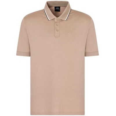 Giorgio Armani Men's Utitlity Edge, collar Stripes, broderad logotyp, normal passform, grå, XL, Rostad cashew, XL Giorgio Armani Men's Utitlity Edge, collar Stripes, broderad logotyp, normal passform, grå, XL, Rostad cashew, XL