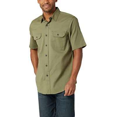 Wrangler Authentics kortärmad klassisk vävd skjorta för män, Olivin, XXL Wrangler Authentics kortärmad klassisk vävd skjorta för män, Olivin, XXL