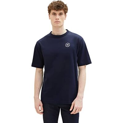 TOM TAILOR Basic T-shirt för män med tryck, 10668 – himmelskaptensblå, L TOM TAILOR Basic T-shirt för män med tryck, 10668 – himmelskaptensblå, L
