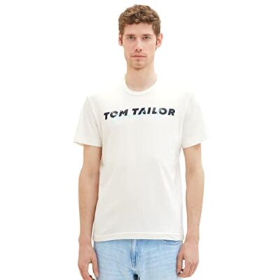 TOM TAILOR Herr 1037277 t-shirt, 10332-Off White, S, 10332 – Benvit, S TOM TAILOR Herr 1037277 t-shirt, 10332-Off White, S, 10332 – Benvit, S