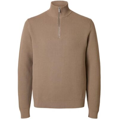 SELECTED HOMME SELECTED FEMME Slhdane Ls stickad struktur halv dragkedja Noos, Greige, M SELECTED HOMME SELECTED FEMME Slhdane Ls stickad struktur halv dragkedja Noos, Greige, M
