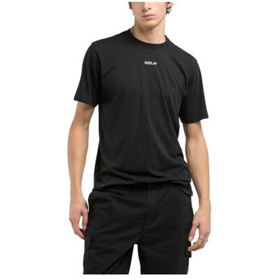 Replay T-shirt för män, normal passform, 098 svart, M Replay T-shirt för män, normal passform, 098 svart, M