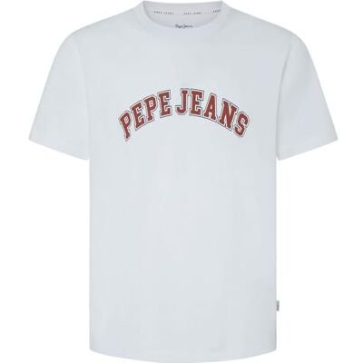 Pepe Jeans Clement T-shirt för män, Vit (vit), XS Pepe Jeans Clement T-shirt för män, Vit (vit), XS