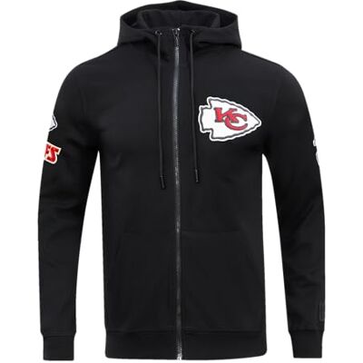 Pro Standard herr NFL Kansas City Chiefs klassisk Chenille huvtröja med hel dragkedja svart XL Pro Standard herr NFL Kansas City Chiefs klassisk Chenille huvtröja med hel dragkedja svart XL