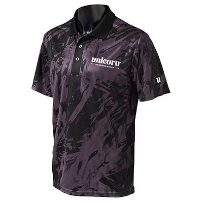 Unicorn Dart-skjorta Pro-Tech Camo Cool andningsbar mjuk känsla mikronät 3-tuk polyester svart krage och vit enhörningslogotyp Finns i 5 färger och storlekar S till XXXXL Unicorn Dart-skjorta Pro-Tech Camo Cool andningsbar mjuk känsla mikronät 3-tuk polyester svart krage och vit enhörningslogotyp Finns i 5 färger och storlekar S till XXXXL