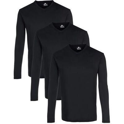 Lower East Basic långärmade tröjor för män med V-ringning (3/5/10-pack) av 100% bomull I herr-t-shirt i många färger Lower East Basic långärmade tröjor för män med V-ringning (3/5/10-pack) av 100% bomull I herr-t-shirt i många färger