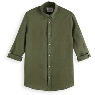 Scotch & Soda Seasonal Core – regular fit linne skjorta, Army 250, XXL Scotch & Soda Seasonal Core – regular fit linne skjorta, Army 250, XXL