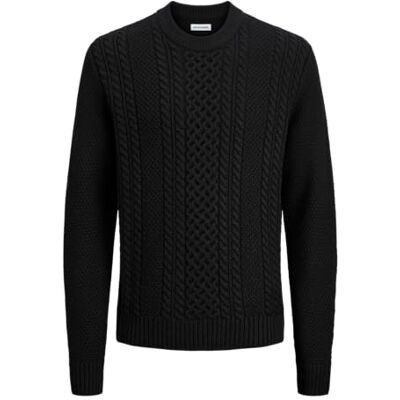 JACK & JONES Jjpaul stickad crew neck, svart, S JACK & JONES Jjpaul stickad crew neck, svart, S
