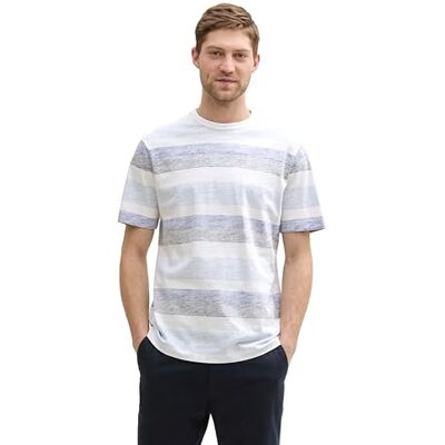 TOM TAILOR T-shirt för män, 38127 – Vit flerfärgad randig, XS TOM TAILOR T-shirt för män, 38127 – Vit flerfärgad randig, XS