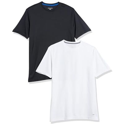 Amazon Essentials Active Performance Tech T-shirt för män (finns i stor och lång), 2-pack, svart/vit, medium Amazon Essentials Active Performance Tech T-shirt för män (finns i stor och lång), 2-pack, svart/vit, medium