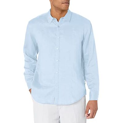 Cubavera Långärmad skjorta för män, 100% linne med kildetaljer skjorta, kashmirblå, 4XL, Kashmirblå, 4XL (Lång) Cubavera Långärmad skjorta för män, 100% linne med kildetaljer skjorta, kashmirblå, 4XL, Kashmirblå, 4XL (Lång)