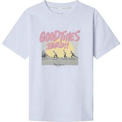 Pepe Jeans pojke Frankie T-shirt, Vit (vit), 8 år Pepe Jeans pojke Frankie T-shirt, Vit (vit), 8 år
