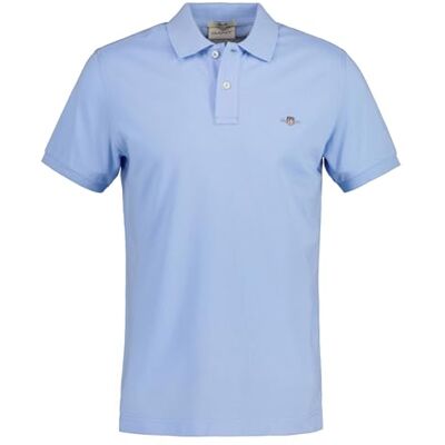 GANT Slim Shield Ss Pique pikétröja för män, Capri blå, XXL GANT Slim Shield Ss Pique pikétröja för män, Capri blå, XXL
